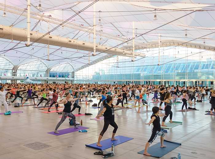 San Diego Convention Center Sails Pavilion Transforms Into Yoga Studio